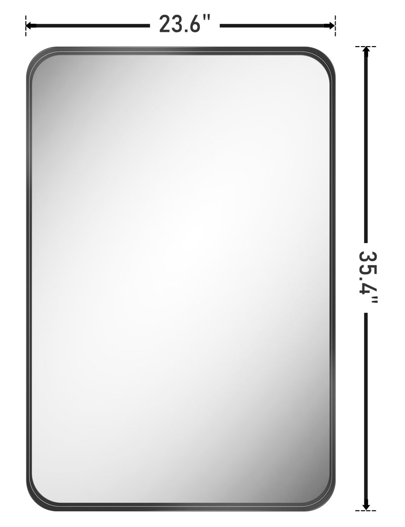 Siena Rectangle Wall Mirror - Black Metal