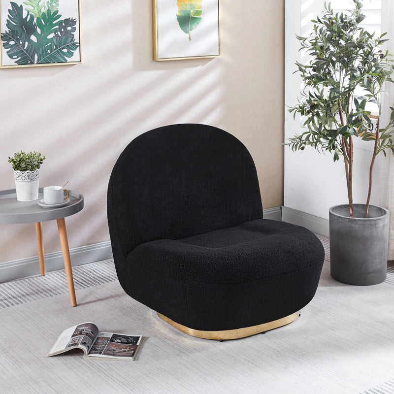 Chiara Swivel Accent Chair - Black Boucle