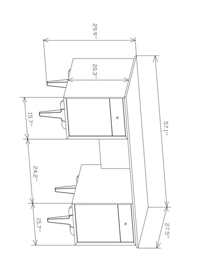 Weldon | Solid Wood Mid-Century Walnut Desk with 2 Rattan Net Storage Drawers
