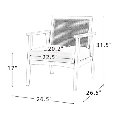 Saria Rattan Armchair - Beige Linen