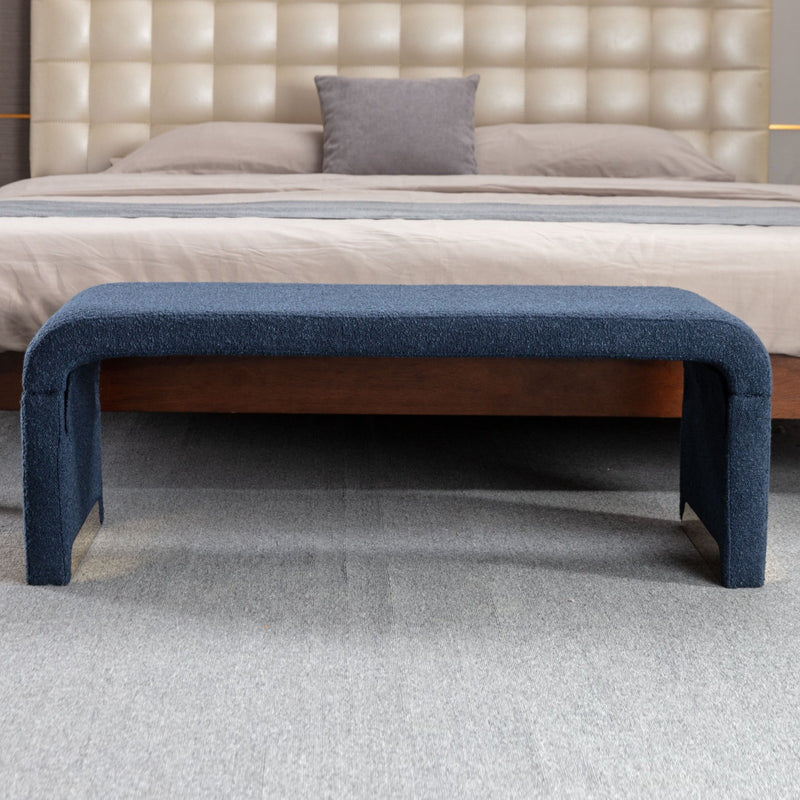 Theodora Bench - Blue Boucle