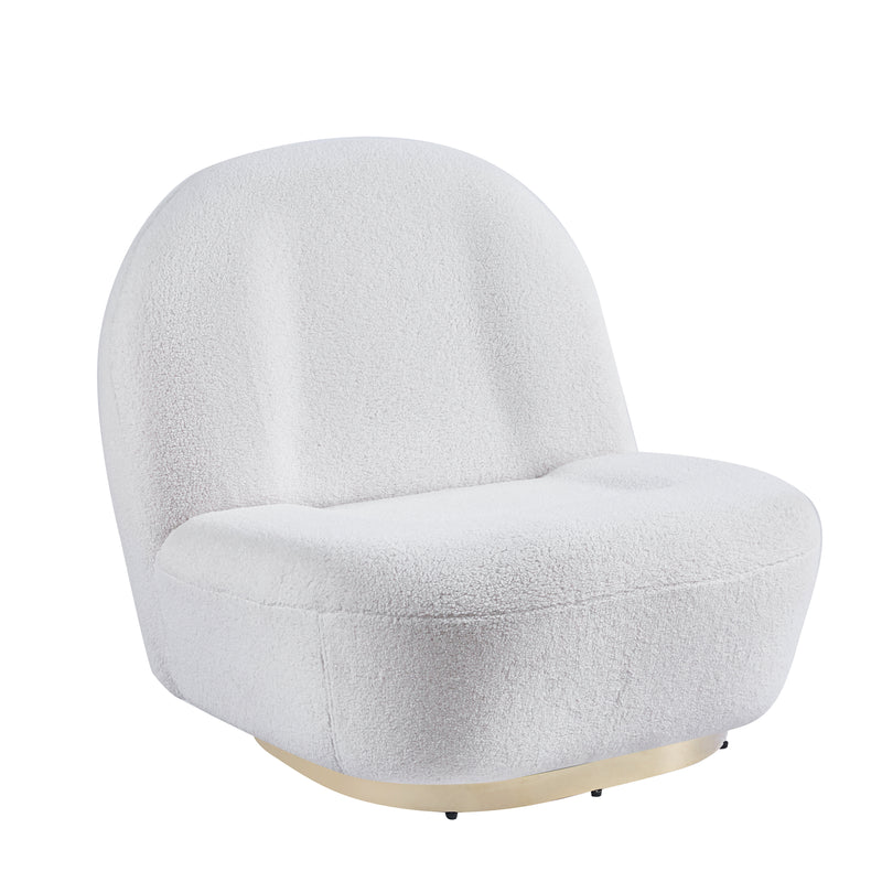 Chiara Swivel Accent Chair - White Boucle
