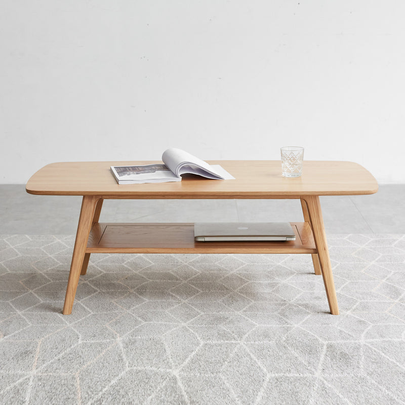 Sterra | Solid Oak Wood Mid-Century Coffee Table
