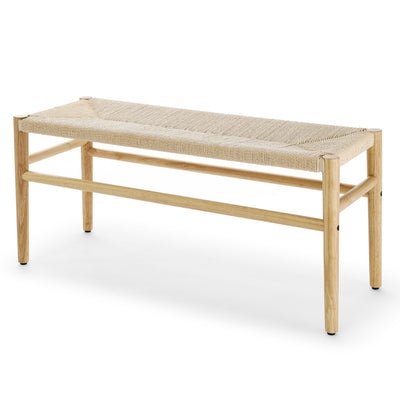 Lenna | Solid Rubber Wood Mid-Century Entryway Bench