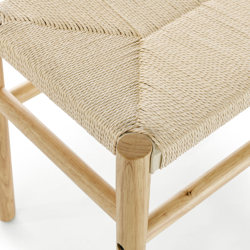 Lenna | Solid Rubber Wood Mid-Century Entryway Bench
