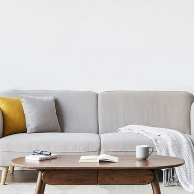 Adler | Solid Oak Oval Mid-Century Coffee Table with Drawer