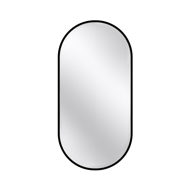 Ella Oval Wall Mirror - Black Metal
